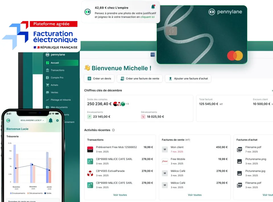 Screenshot of the Pennylane dashboard